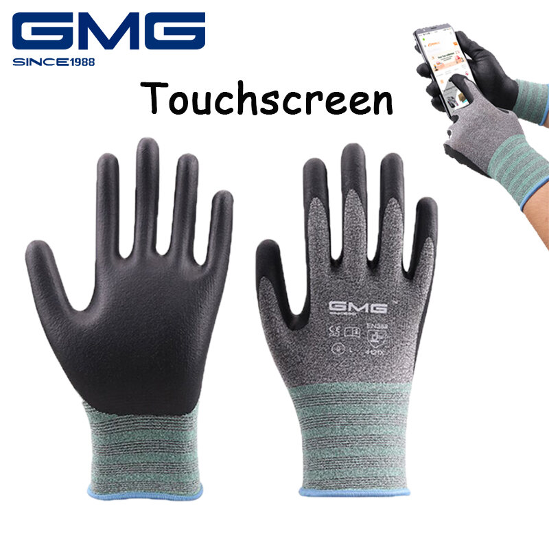 GMG  Working Gloves thin foam gloves  Non-slip Gloves  The thumb, forefinger, and middle finger have conductive fibers. Nitrile Garden Coating Gardening Touch Screen  Mechanic Work Gloves  for Women a