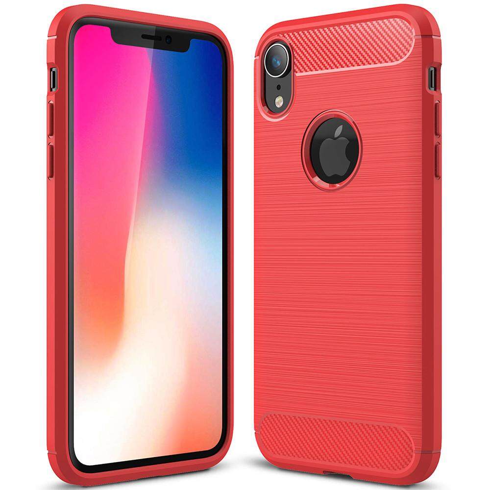 For iPhone XR Phone Case, Silicone Protection Shock Absorption Cover and Carbon Fiber Design Casing