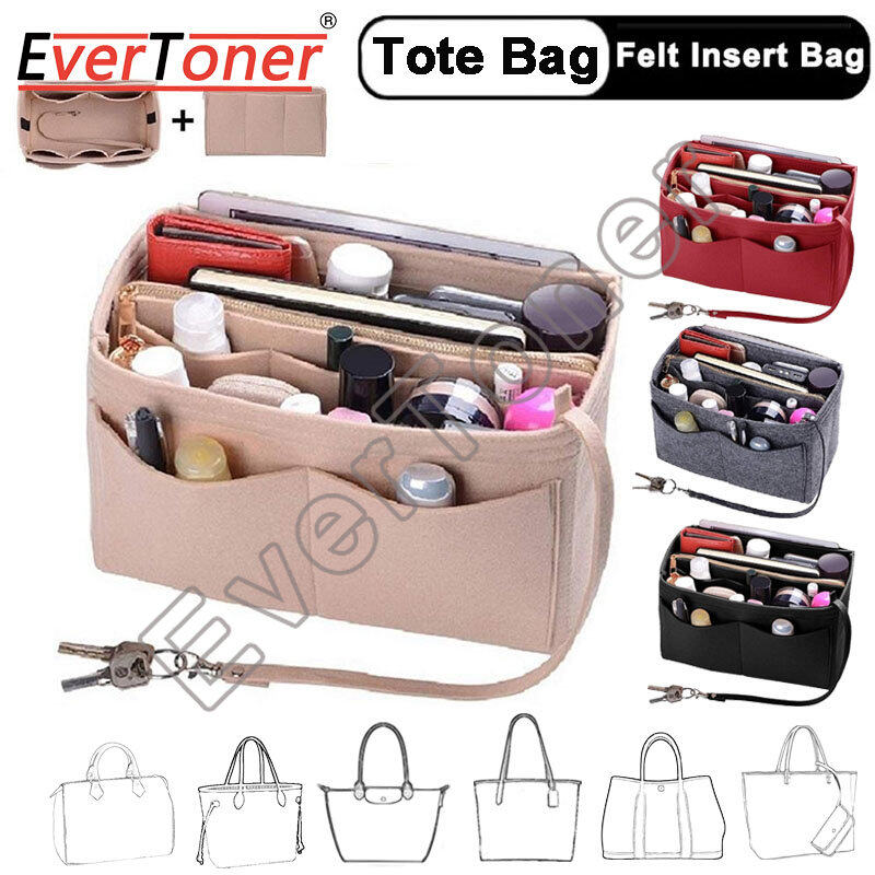 EverToner Felt Insert Bag Organizer Bag In Bag For Handbag Purse Organizer Fits For Speedy Neverfull Tote Bag