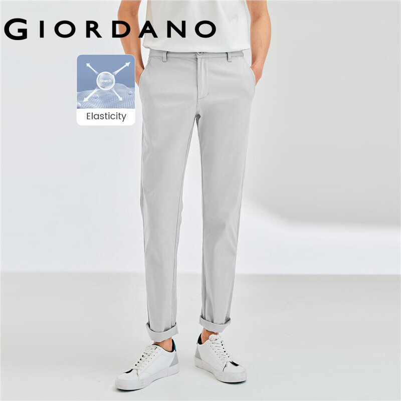 Giordano Men Pants Cotton Khaki Pants For Men Stretchy Low Rise Slim Tapered Khakis Slim Fit Trousers Man Free Shipping 01110583