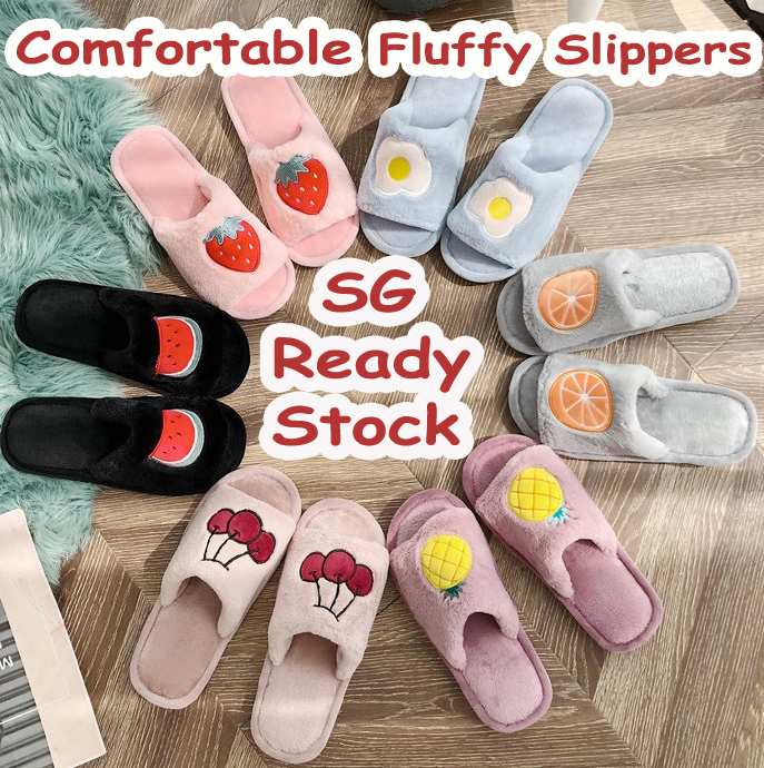 Art Living SG 2021 Comfortable Bedroom Slippers Indoor Home Slippers Cute Fluffy Slippers Anti-Slip Slippers Plush Slippers