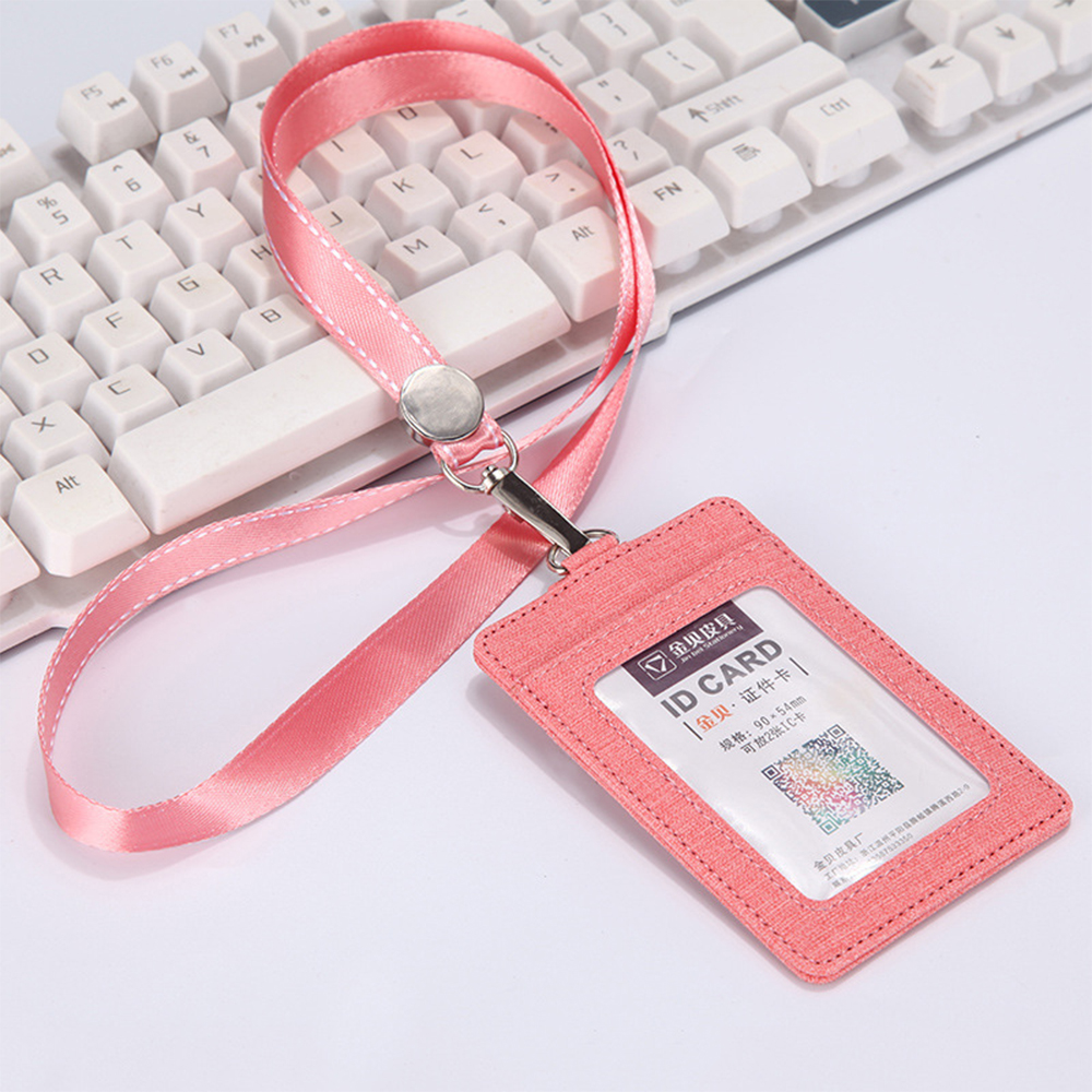 PU Leather Wallet Retractable Lanyards Business Credit Card Holder Strap Card holder ID Badge Holder Protect Cover Bag