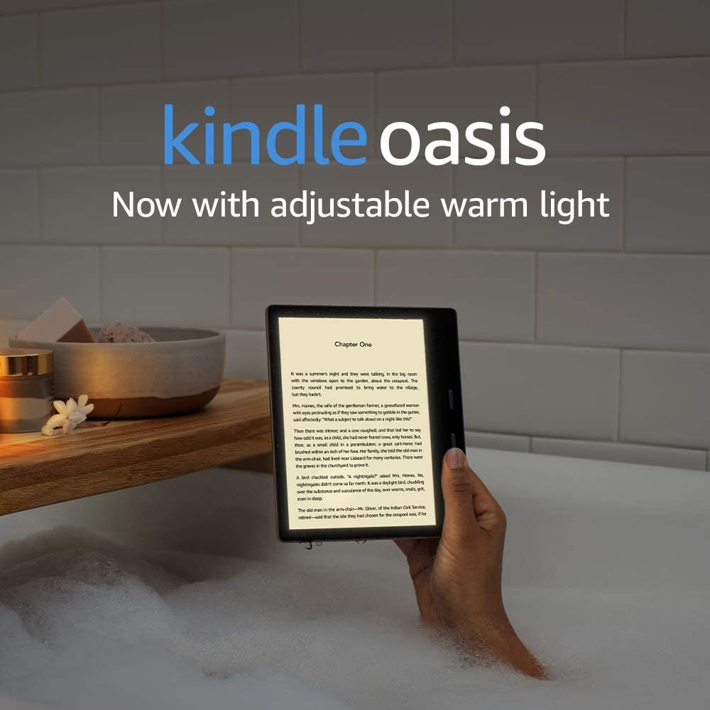 (TOP END MODEL, ADS FREE) Kindle Oasis 3 (2019, 8GB Wifi /32GB Wifi with LTE, Graphite), 7" HD (300 ppi), Waterproof, Built-In Audible (Cover, Temper Glass Option Available)