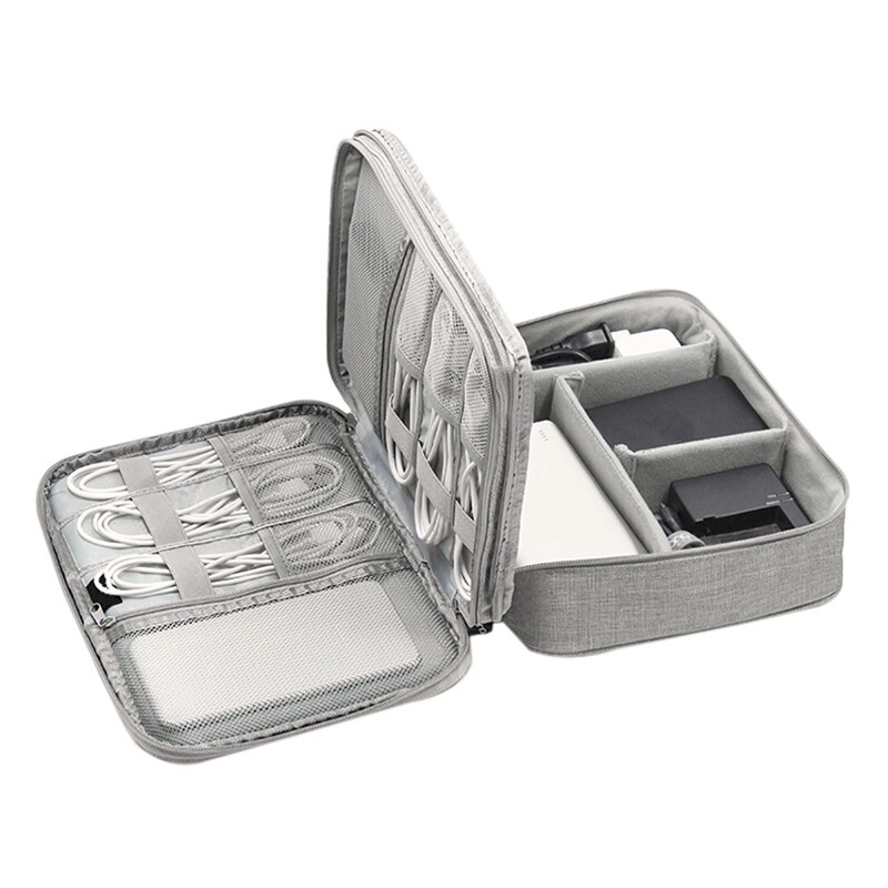 Double Layer Electronics Organizer, Jelly Comb Electronic Accessories Cable Organizer Bag, Travel Cable Storage Bag for Cables, Laptop Charger, Mouse, USB Flash Drive Case