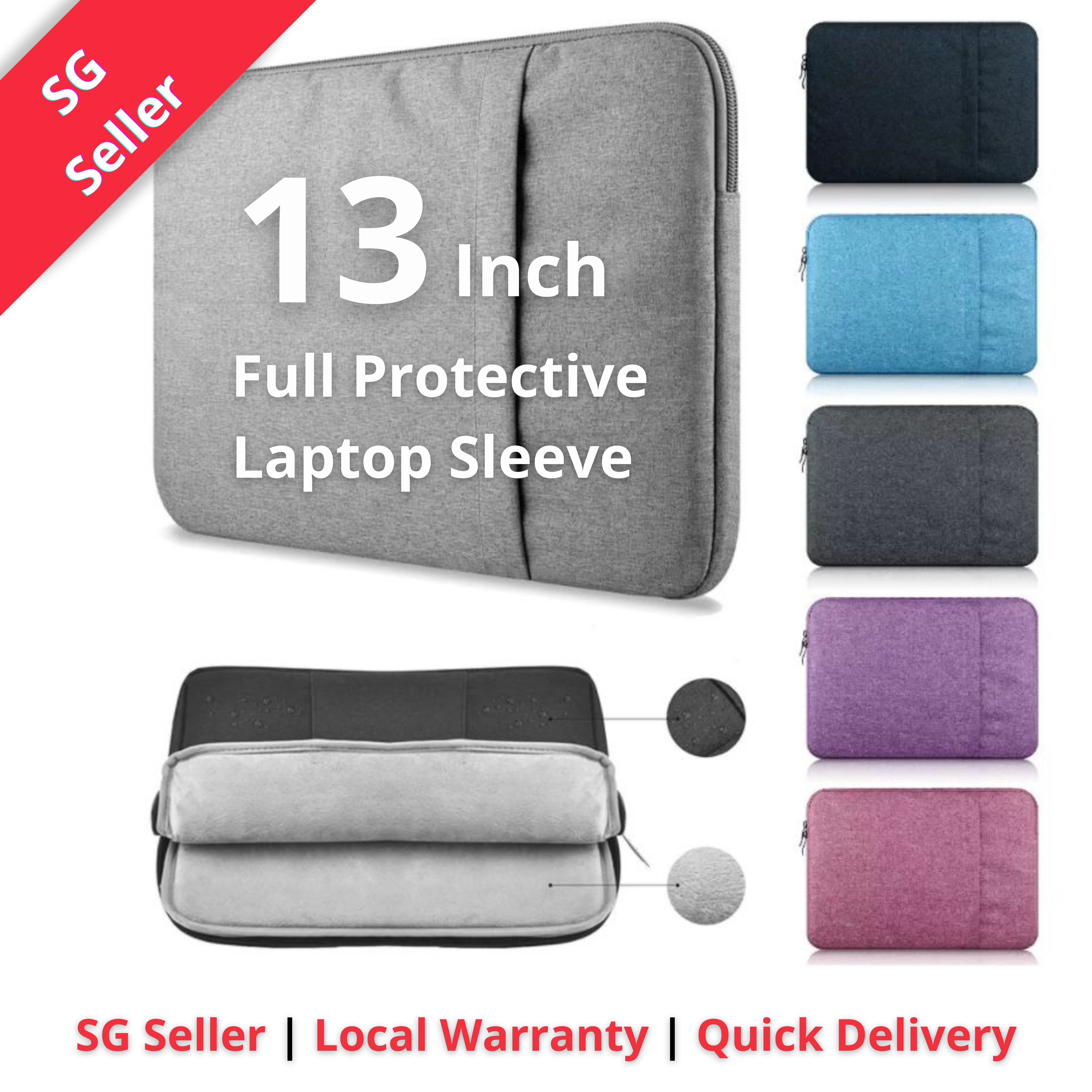 Laptop Sleeve Case Protector 13.3 inch for MacBook Air/ Pro 13, Laptop, iPad Pro, Tablet PC, Asus, Dell - Thick Inner Padding Water Resistant Casing
