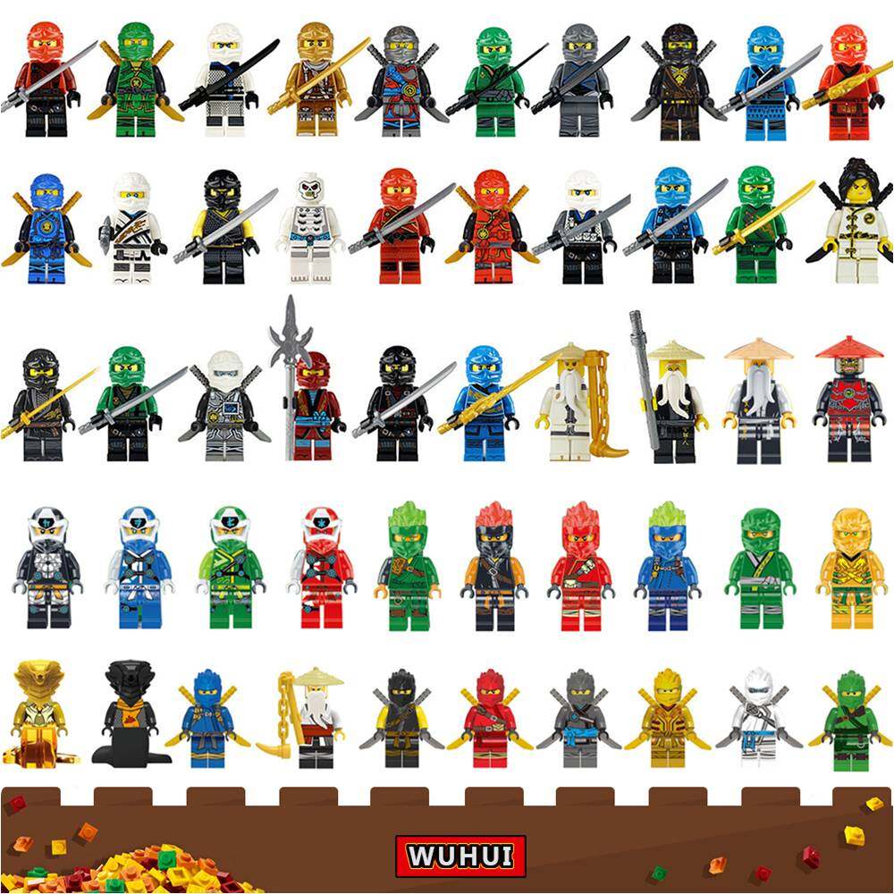 WUHUI 50PCS Ninja Minifigures Toy Building Kit  Building Blocks Ninja Snake LIoyd Garmadon Legion Skales Pythor Fangdam Acidicus Ninjago Building Bricks Kids Toy Toys for Boys Girls Compatible with Al