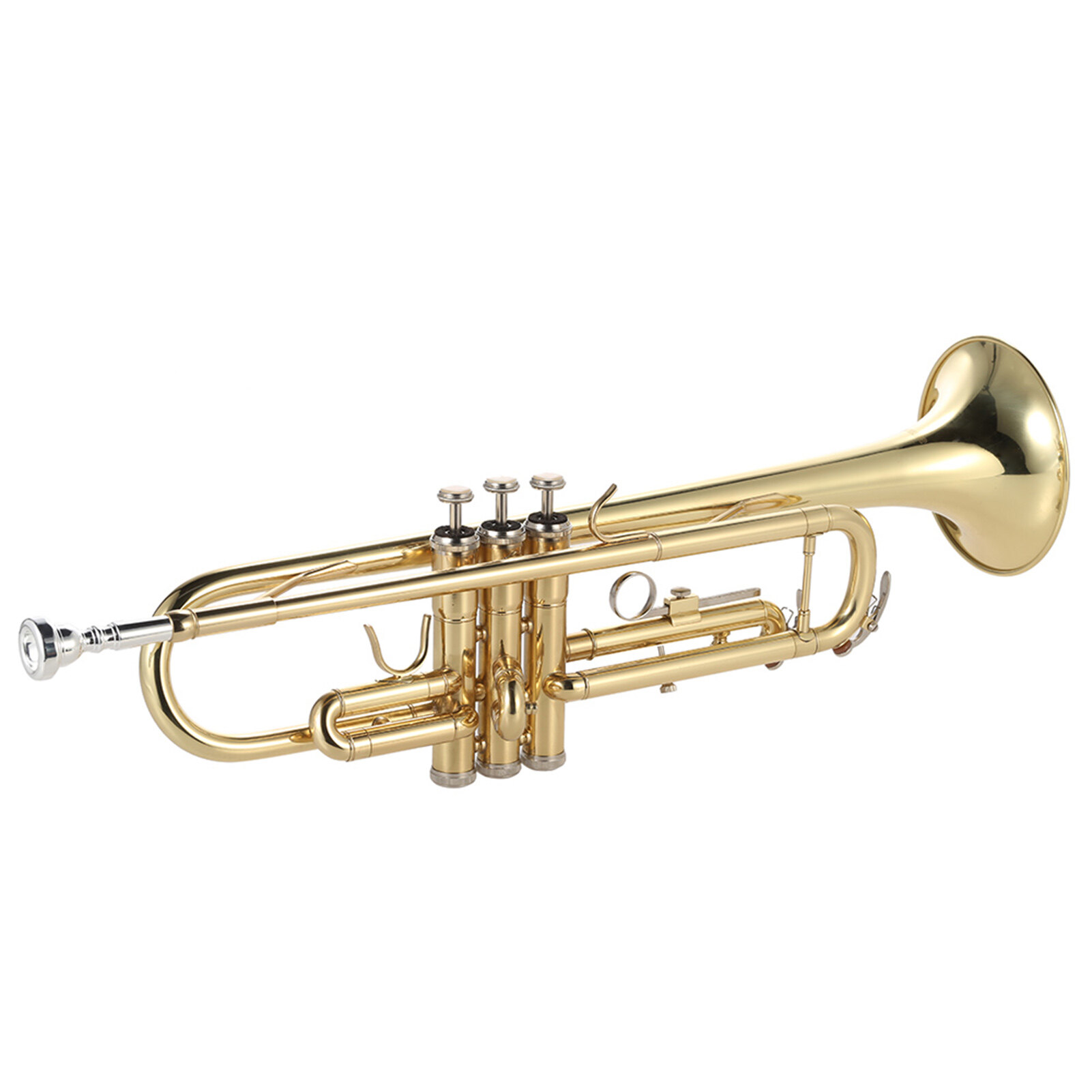 Trumpet Bb Flat Brass Gold-painted Exquisite Durable Musical Instrument with Mouthpiece Gloves Strap Case