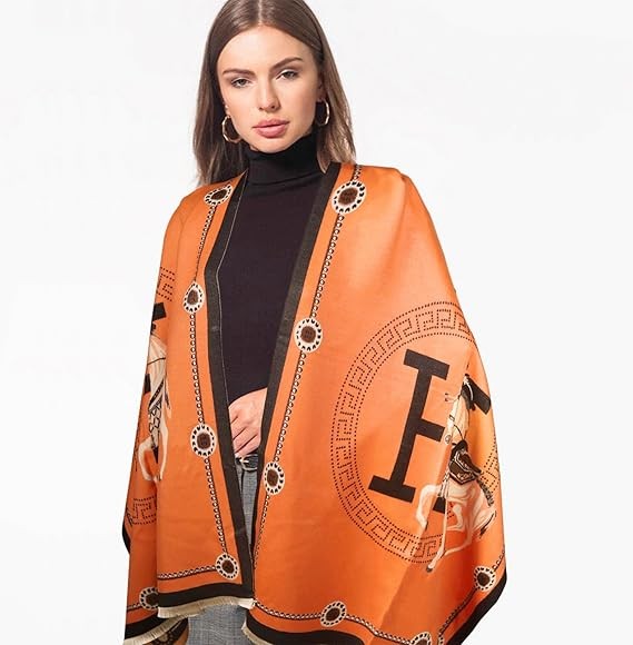 EXTREE Women's Scarf, Cashmere Silk Shawl, Perfect for Evening Blanket, Front Opening Cape Poncho